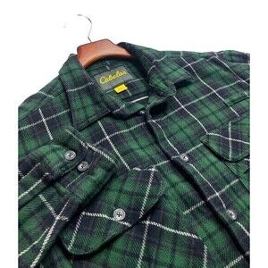 Cabela’s‎ Men’s Shacket Shirt Jacket Sz Large Reg  Sleeve Green Plaid